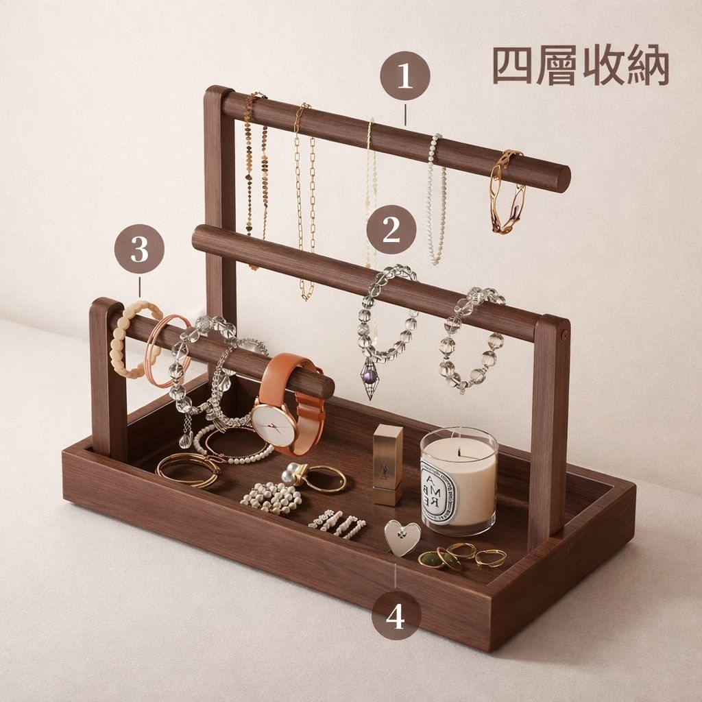 質感木質手串展示架｜水晶手鍊飾品收納架