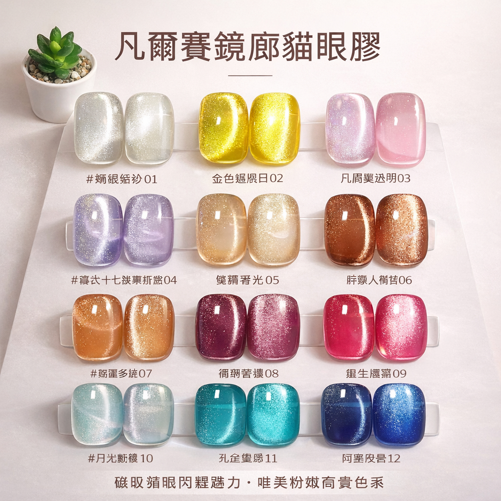 花日季9D貓眼膠 磁石貓眼膠 光療貓眼膠 美甲店專 凡爾賽鏡廊貓眼 12色系列 貓眼膠指甲油膠美甲店