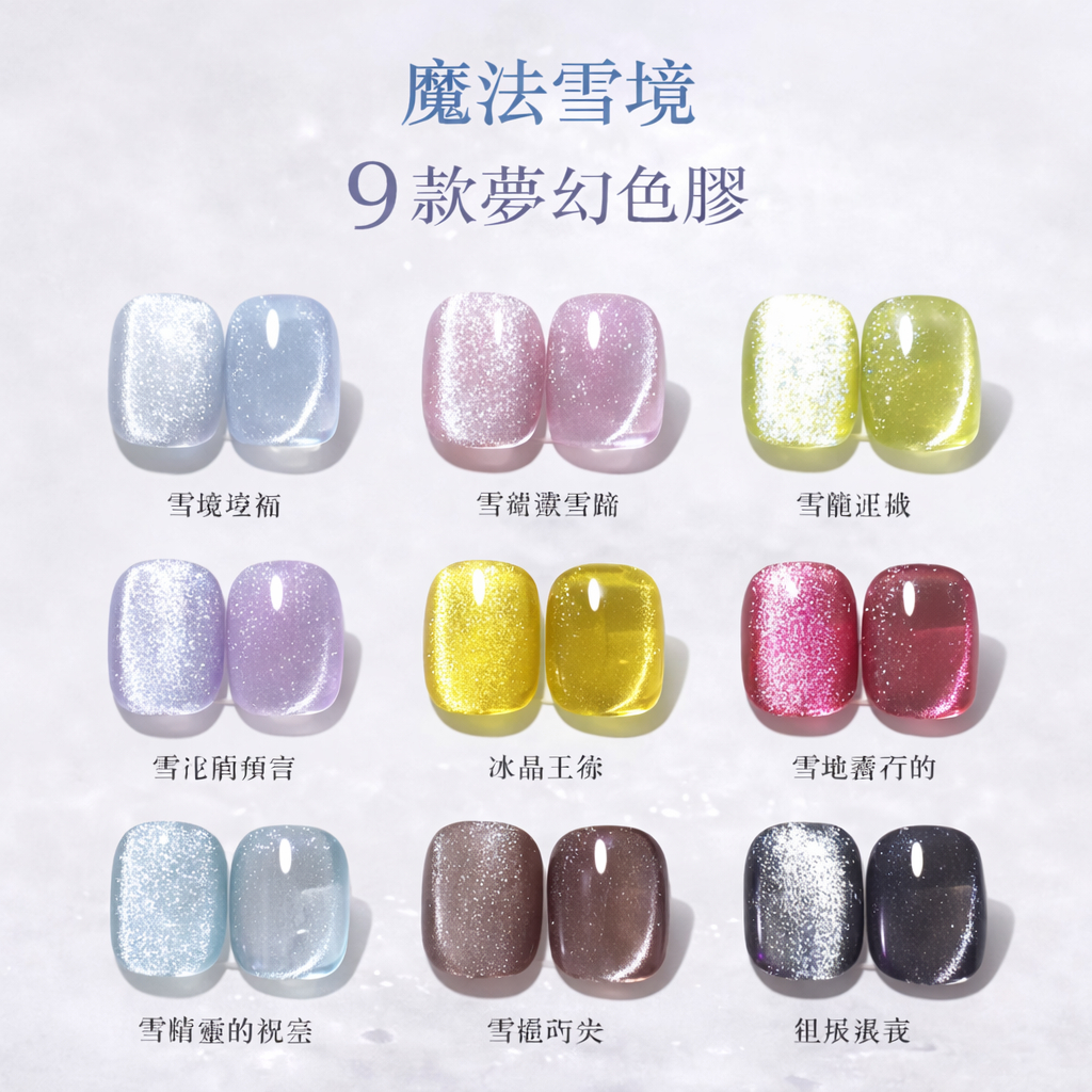 花日季9D貓眼膠 磁石貓眼膠 魔法雪境 美甲店專美甲 甲油膠 新款美甲玻璃珠貓眼指甲油膠網紅熱銷